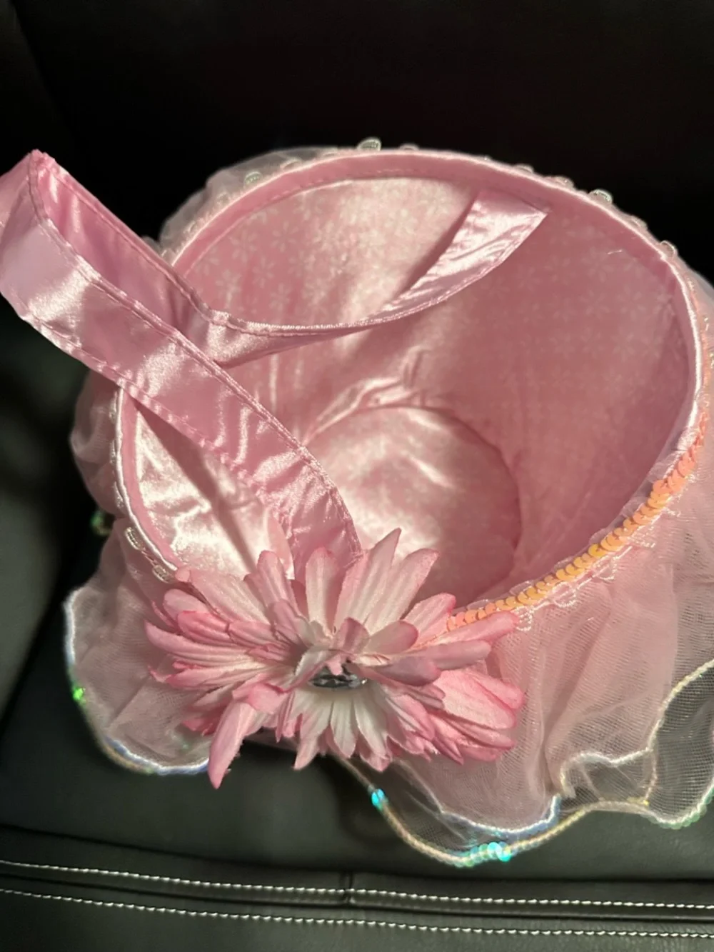 Pink Tulle Flower Basket